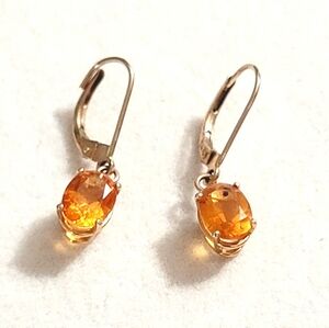 14k Gold Oval Shape Citrine Leverback Earrings
